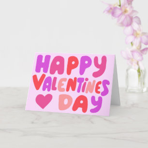 Valentines Day Bubble Letters Pink Curvy Retro  Card