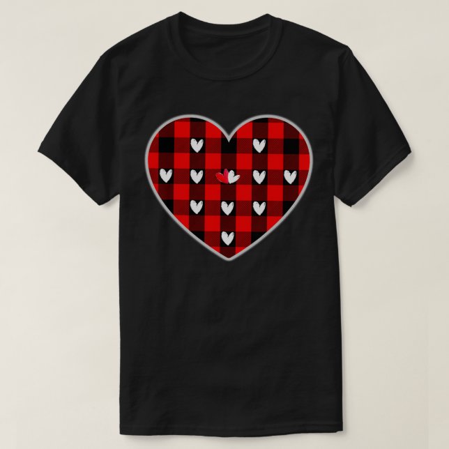 Valentine's Day , Buffalo Plaid Heart  T-Shirt (Design Front)