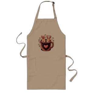 Valentine's Day Bunny, cute valentines day bunny Long Apron