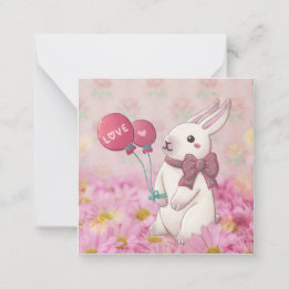 Valentine's Day: Bunny & Flowers Card