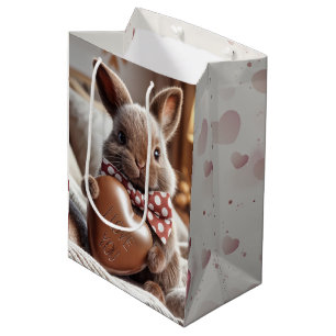 Valentine's Day Bunny With Chocolate Heart Medium Gift Bag