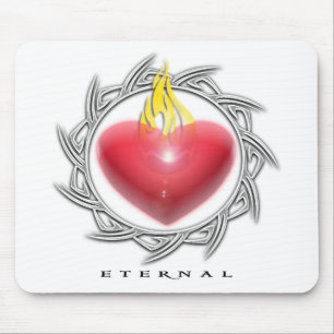 VALENTINES DAY BURNING HEART MOUSE PAD