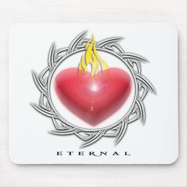 VALENTINES DAY BURNING HEART MOUSE PAD (Front)