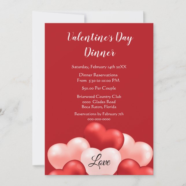 Valentine's Day Business / Charity  Invitation (Front)