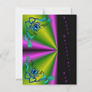 Valentine's Day - Butterfly Flowe Heart on Rainbow Holiday Card