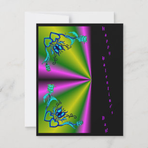 Valentine's Day -Butterfly Flower Heart on Rainbow Holiday Card