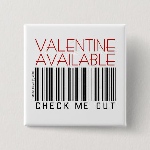 Valentine's Day Button/Pin (1) - Check Me Out 2 Inch Square Button