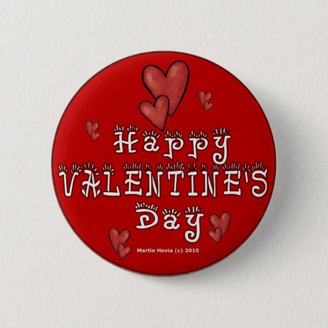 Valentine's Day Buttons/Pins (1) 2 Inch Round Button (Front)