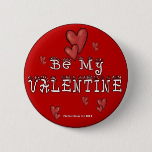 Valentine's Day Buttons/Pins (2) 2 Inch Round Button