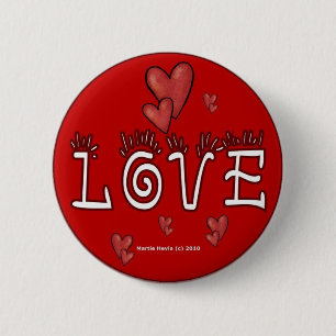 Valentine's Day Buttons/Pins (4) 2 Inch Round Button