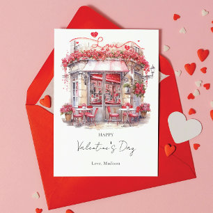 Valentine's Day Caffe Elegant Personalized Holiday Card
