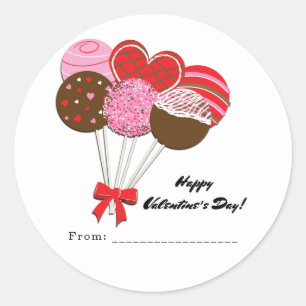 Valentine's Day Cake Pops Personalized Party Favou Classic Round Sticker
