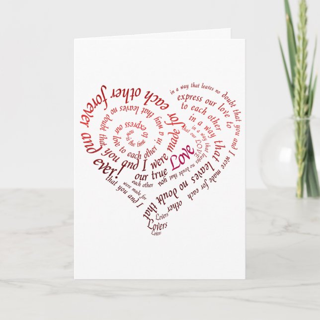 Valentine's Day Calligraphy Heart With Verse Holiday Card (Front)