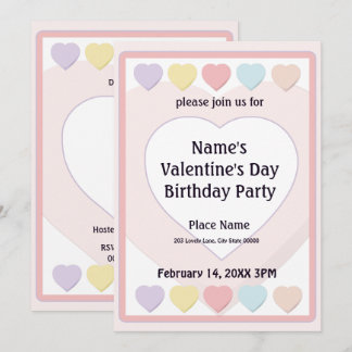 Valentine's Day Candy Birthday Party Invitation