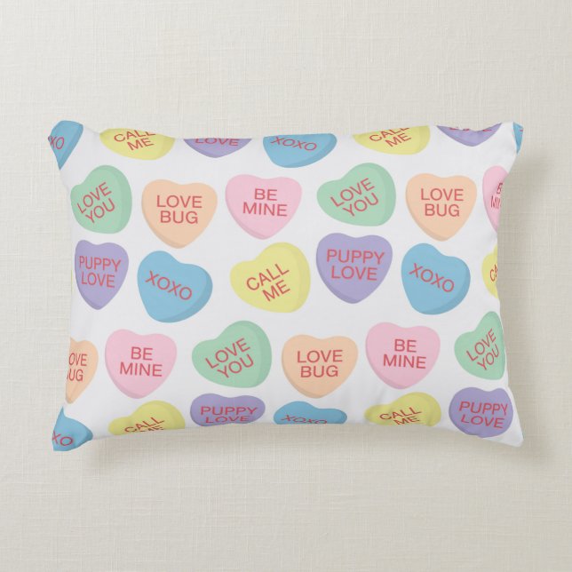Valentines Day Candy Conversation Hearts Pillow (Front)