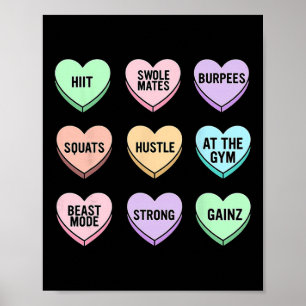 Valentines Day Candy Heart Bodybuilding Fitness Co Poster