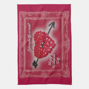 Valentine's Day Candy Heart Greeting Kitchen Towel