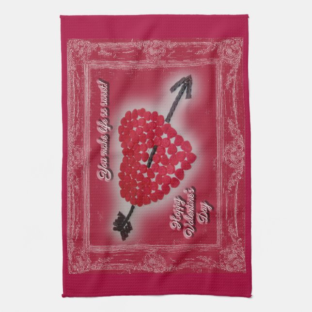 Valentine's Day Candy Heart Greeting Kitchen Towel (Vertical)