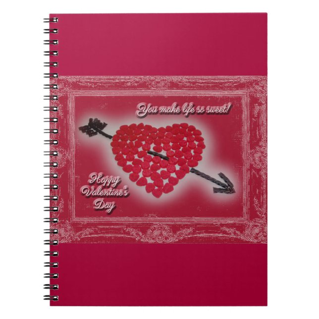 Valentine's Day Candy Heart Greeting Notebook (Front)