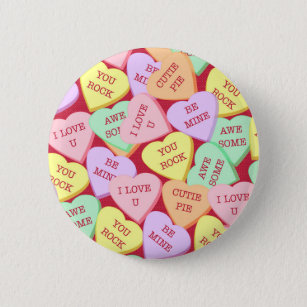 Valentine's Day Candy Hearts 2 Inch Round Button