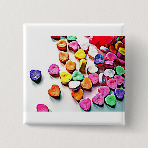 Valentine's Day Candy Hearts 2 Inch Square Button