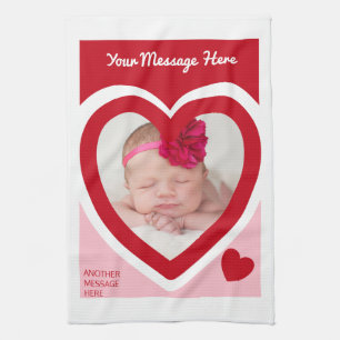 Valentine's Day Candy Hearts Box Custom Photo Kitchen Towel
