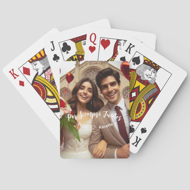 Valentines Day Candy Hearts Custom Photo Spanish Playing Cards (Back)