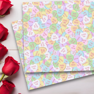 Valentine's Day Candy Hearts Cute Pattern   Tissue Paper