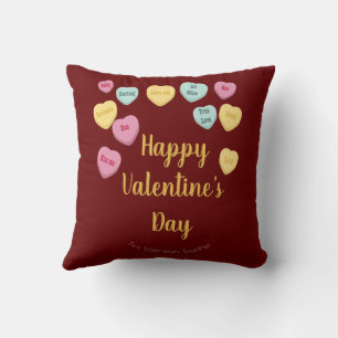 Valentines Day Candy Hearts LGBT Custom Photo Throw Pillow