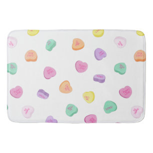 Valentines Day Candy Hearts Pattern Bath Mat