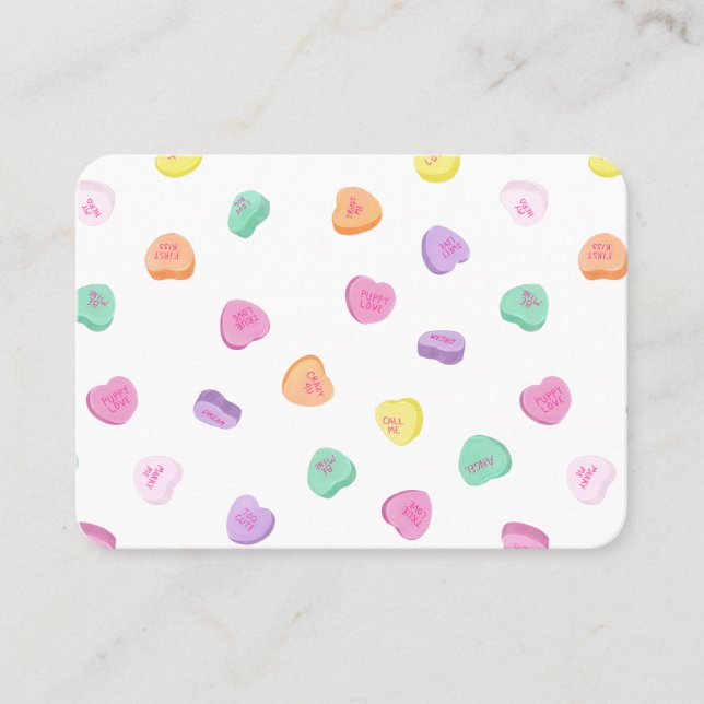 Valentines Day Candy Hearts Pattern Business Card (Front)
