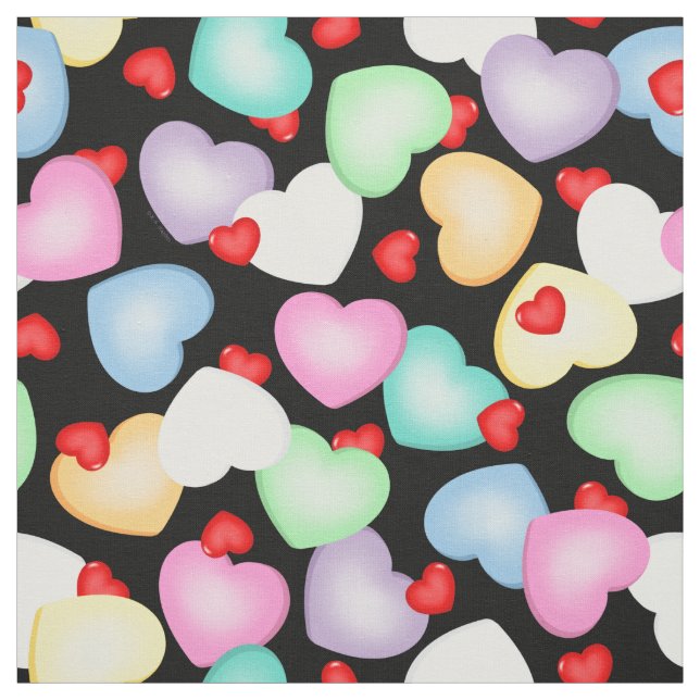 Valentine's Day Candy Hearts Pattern Fabric (Swatch)