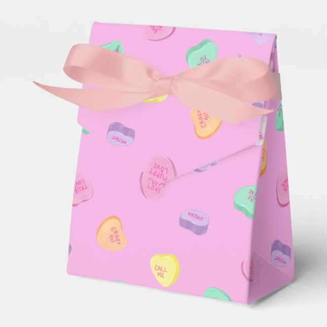 Valentines Day Candy Hearts Pattern Favor Box (Front Side)