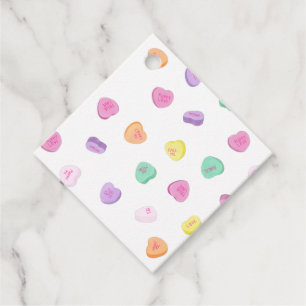 Valentines Day Candy Hearts Pattern Favour Tags