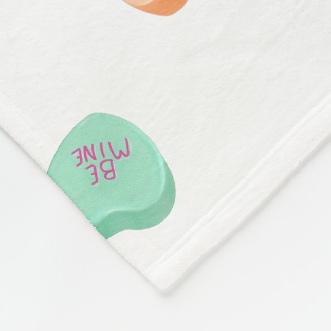 Valentines Day Candy Hearts Pattern Fleece Blanket (Corner)
