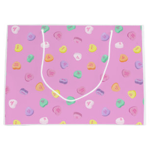 Valentines Day Candy Hearts Pattern Large Gift Bag