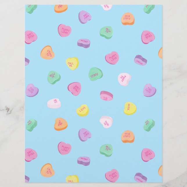 Valentines Day Candy Hearts Pattern Letterhead (Front)