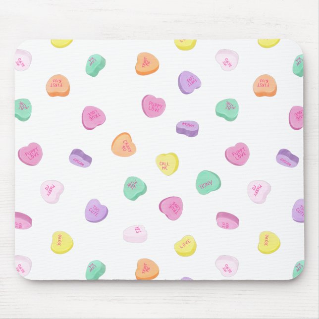 Valentines Day Candy Hearts Pattern Mouse Pad (Front)