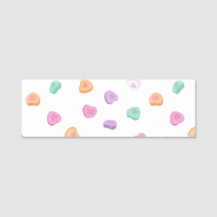 Valentines Day Candy Hearts Pattern Name Tag