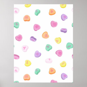 Valentines Day Candy Hearts Pattern Poster