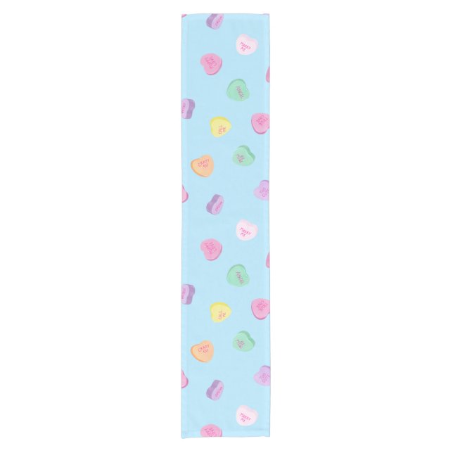 Valentines Day Candy Hearts Pattern Short Table Runner (Front)