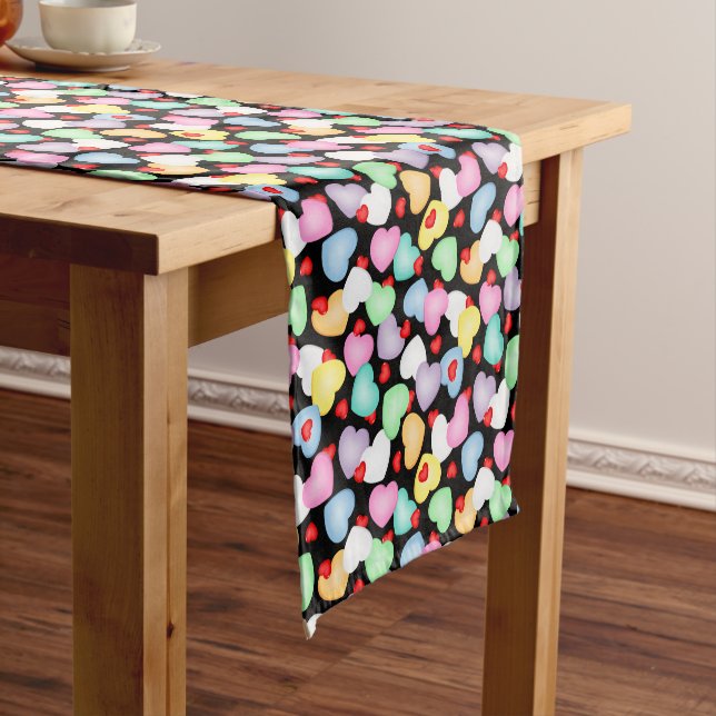 Valentine's Day Candy Hearts Pattern Short Table Runner (In Situ)