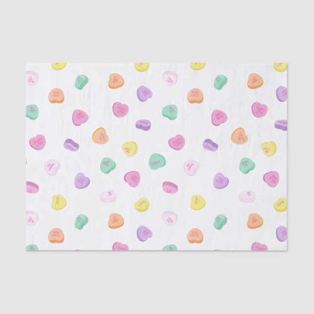 Valentines Day Candy Hearts Pattern Tissue Paper (Front)