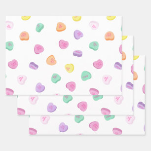 Valentines Day Candy Hearts Pattern Wrapping Paper Sheet