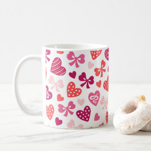 Valentine's Day Candy Hearts Pink Ribbons Bows Coffee Mug