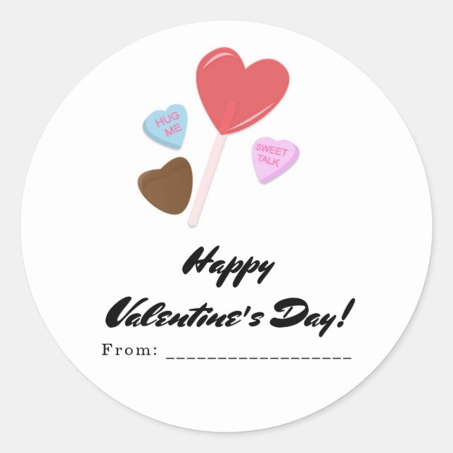Valentine's Day Candy Party Personalized Favour Classic Round Sticker (Front)