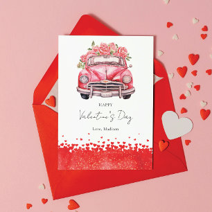 Valentine's Day Car Elegant Personalized Holiday Card