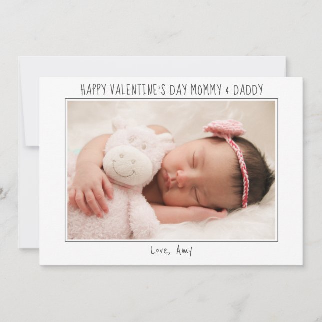 Valentines Day Card Baby Photo For New Parents  (Front)