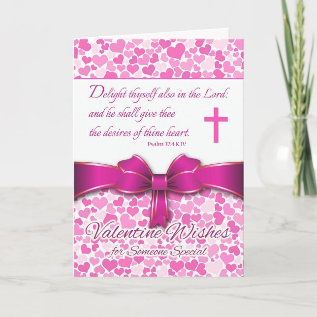 Valentine's Day Card, Bible Verse Psalm 37:4 Holiday Card (Front)