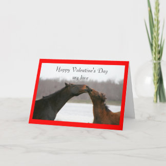 Valentine's Day Card, Customizable, Kissing Horses Card